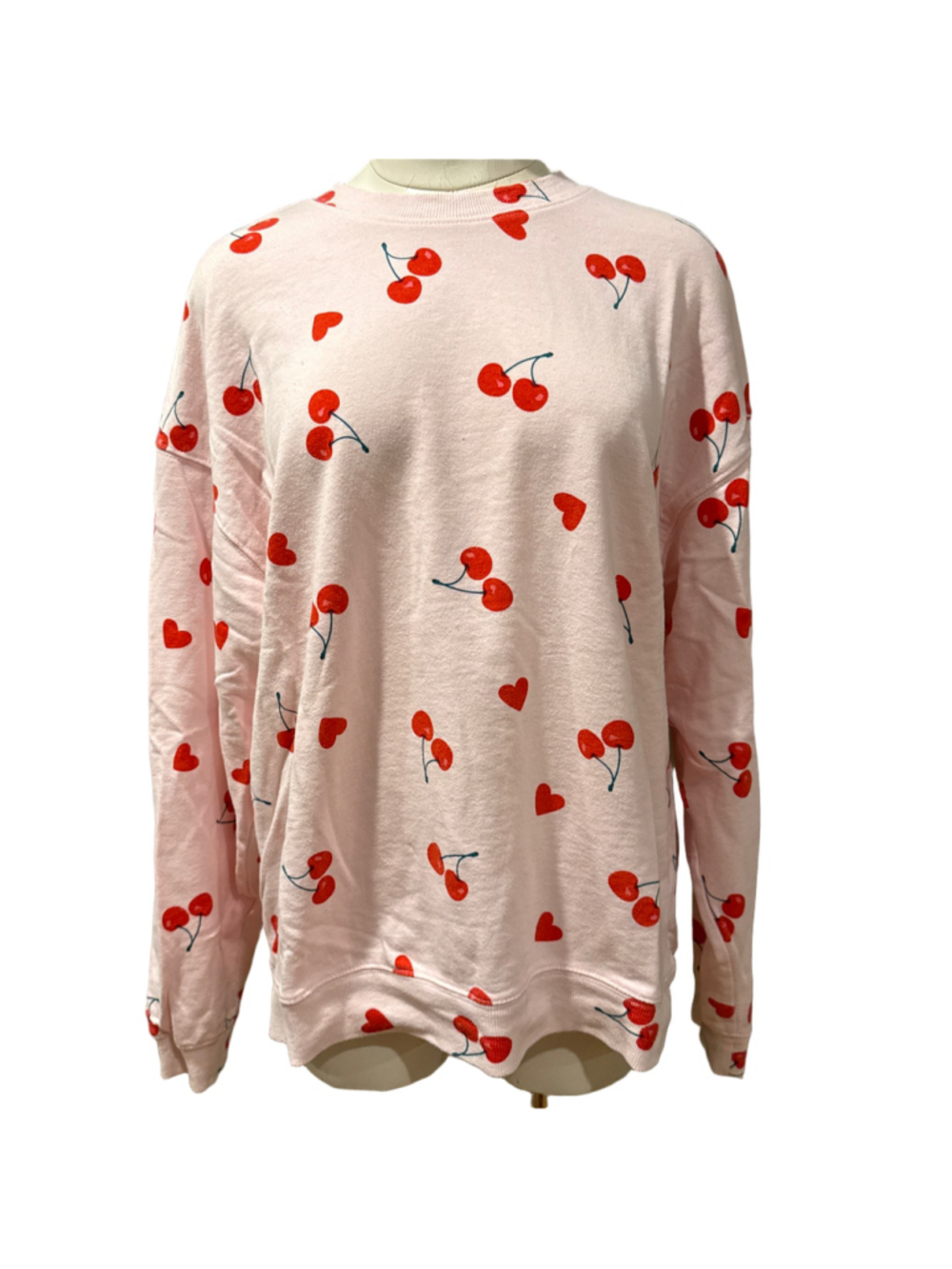 Women's Grayson/Threads Pink Cherry Print Sweatshirt Medium